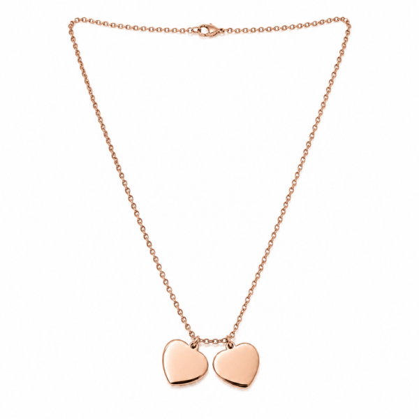 Rose-gold-tone heart pendant necklace with two pendants