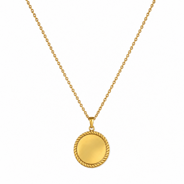 Gold-tone geometric photo pendant necklace